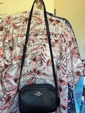 Coach Jamie Black Pebbled Leather Camera Crossbody with Gold Logo